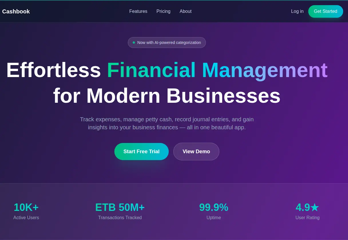 Cashbook screenshot